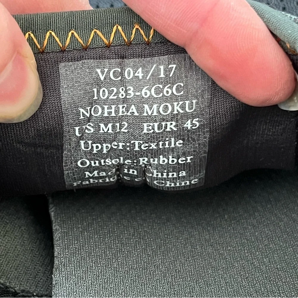 OluKai Men's No Tie Boat Shoes Nohea Moku Dark Shadow Blue Gray size 12 VGUC